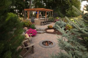 Backyard Firepit in Eden Prairie Outdoor Kitchen Landscape Design Edina and Minneapolis, MN area