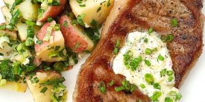 Grilled steaks with Garlic Chive Butter